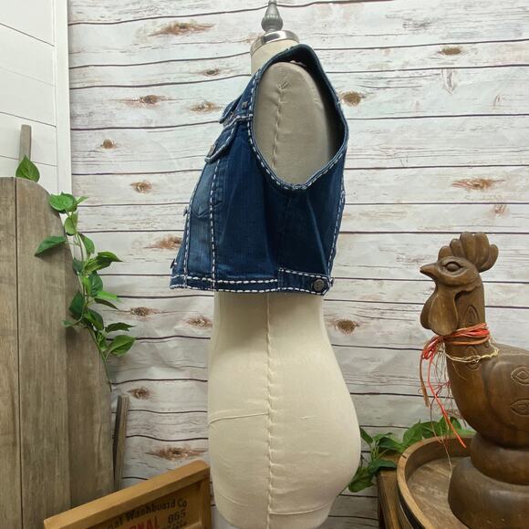 RTB Real Tough Babe Embroidered Denim Vest MEDIUM Embellished Bitchism - Picture 7 of 10